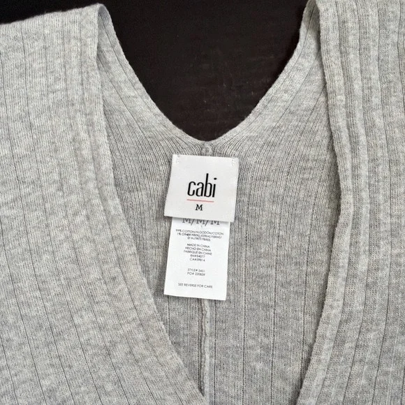 Cabi Gray Watson Ribbed Soft Sweater Women's‎ MED Top Gray V Neck Dolman Relaxed - Picture 5 of 10